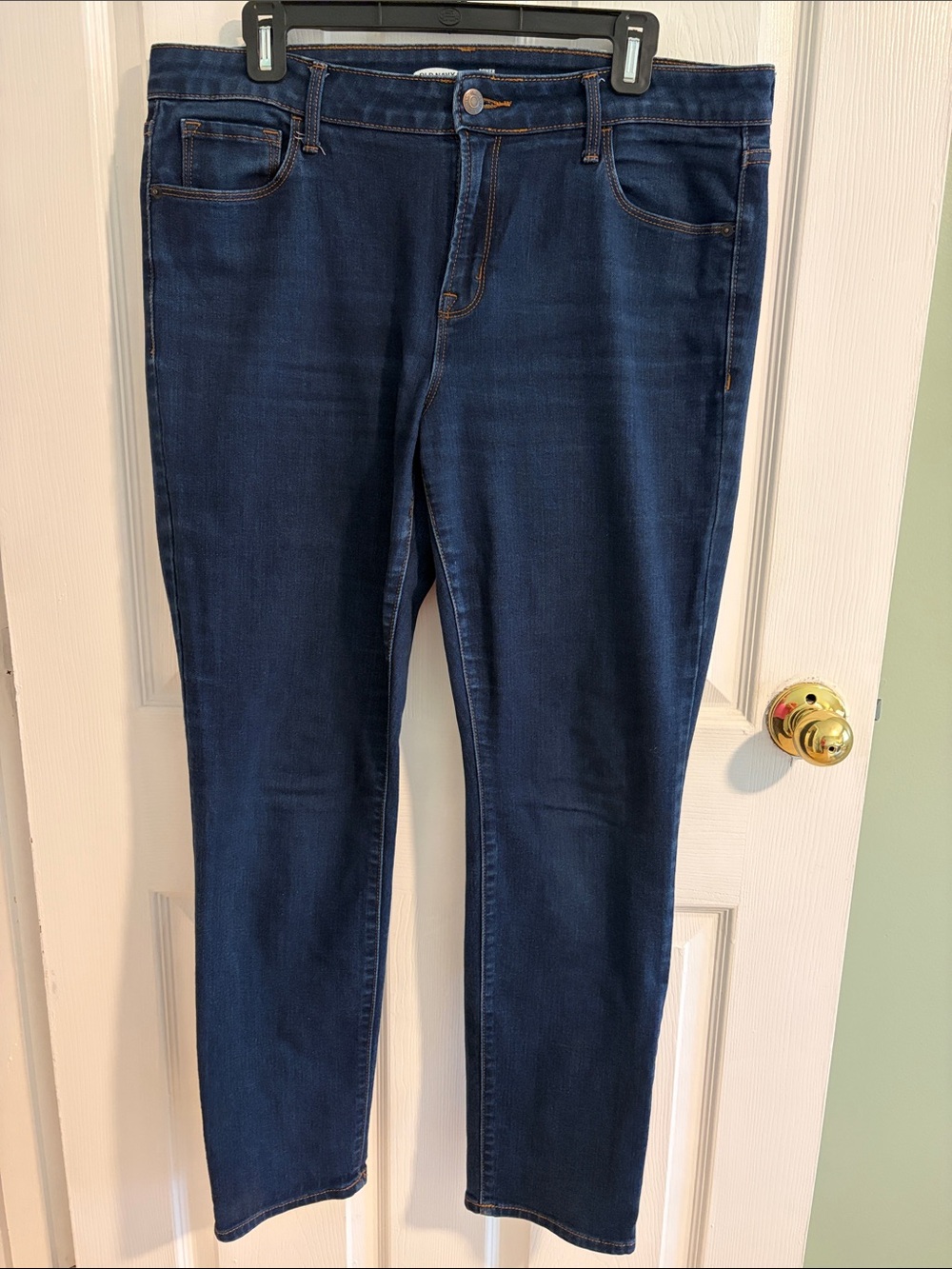 Old Navy Power Slim Straight Dark Blue Women's Stretch Jeans Mid-Rise 28” inseam